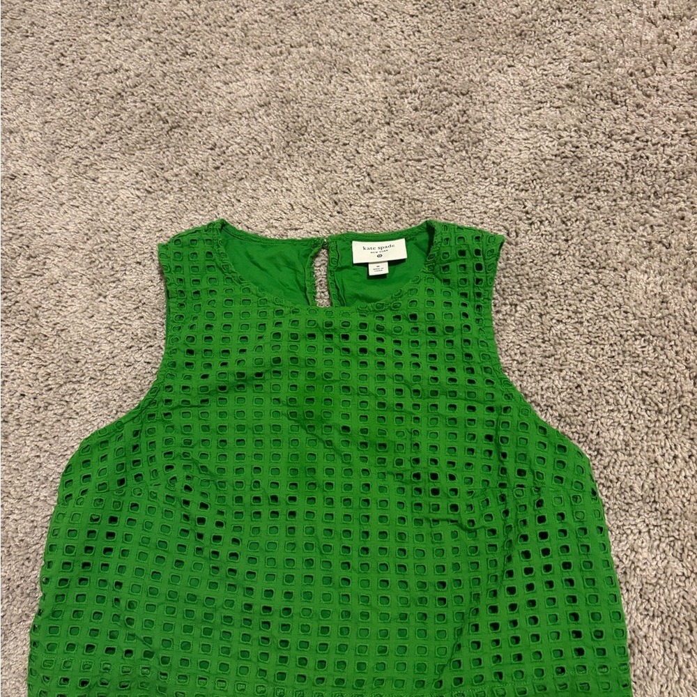 Kate Spade Vibrant Green Eyelet Tank Top